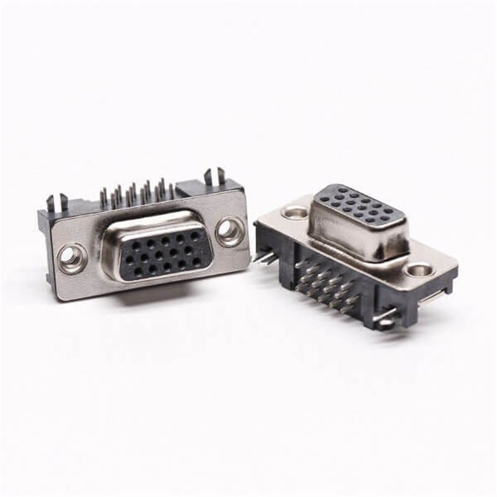 Renhotec 高密度 D-sub HD15 VGA R/A メスコネクタ、PCB マウント、スルーホール、2.29mm ピッチ、ネジロック