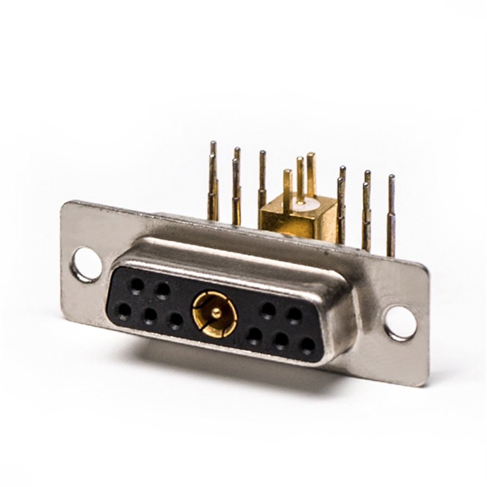 Renhotec 11W1 Combo D-sub 11-Pin أنثى R/A موصل لتركيب PCB، من خلال الفتحة، والاتصالات الآلية، والمحوري والإشارة