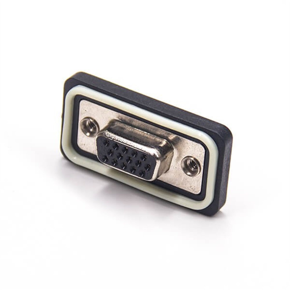 Wasserdichter HD15-VGA-Buchsenstecker von Renhotec für Leiterplattenmontage, Durchgangsloch, bearbeitete Kontakte, 2,29 mm Rastermaß, IP67