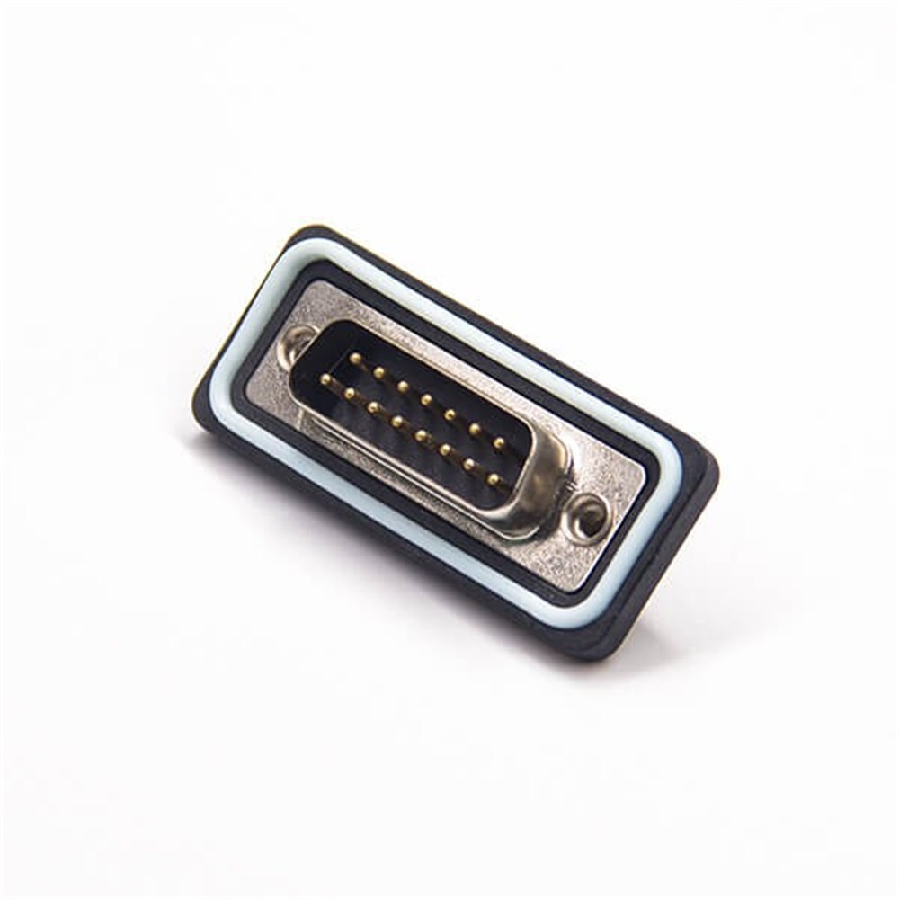 Renhotec Wasserdichter DB15-Stecker für Leiterplattenmontage, Durchgangsloch, bearbeitete Kontakte, 2,77 mm Rastermaß, IP67