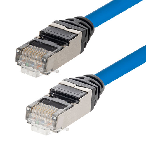 Cable de conexión Ethernet delgado Cat6A blindado METABEE, pleno CMP +105 °C de alta temperatura, azul, 28 AWG, 14 pies