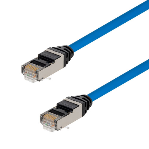 METABEE 차폐 Cat6 슬림 이더넷 패치 케이블, CMP 플레넘 +105°C 고온, 파란색, 28AWG, 5피트
