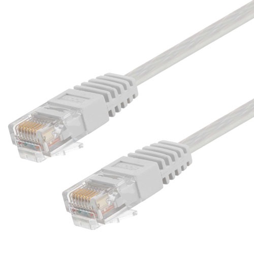 METABEE Cat6 Flat EtherNet Patch Cable, RJ45 to RJ45, 30 AWG, Unshielded, White, 20 ft