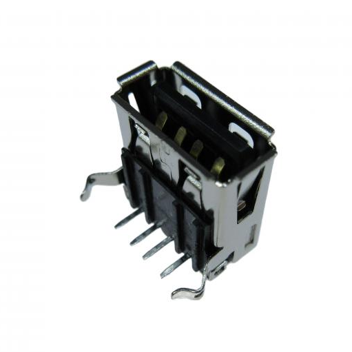 METABEE USB 2.0 Type-A 4 Pin Receptacle, R/A, PCB Mount, Through Hole, 30u" Gold