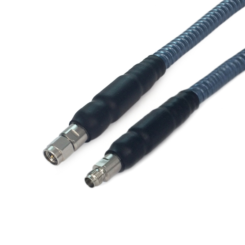 EHF 40GHz 2.92mm Male to 2.4mm Female High Frequency RF Cable Assemblies with 3.28ft 142A Coax Cable PU wrapped stainless steel spiral armor